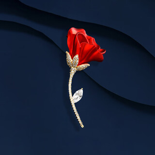 Marco bizzarri brand light luxury red rose brooch flower corsage brooch high-end women's anti-exposure women's dress pin mother's day gift for mom