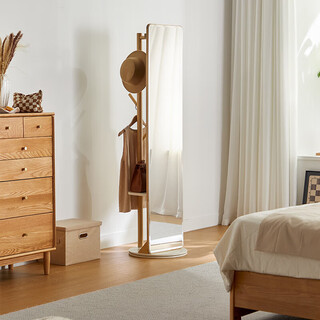 林氏家居网红玻璃壁挂式全身镜卧室家用穿衣镜落地可移动LS703I6-A 【原木色】LS703I6-A旋转穿衣镜