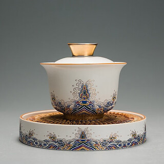 Rongshantang enamel colored bubble tea cup ceramic master cup single cup tea cup fair cup lid bowl tea washing pot holder teapot kung fu tea set gold wire enamel pot holder + lid bowl set