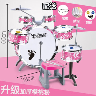 宠翰架子鼓成人儿童中学生初学者入门打击乐器演出爵士鼓乐器大全 升级加厚樱桃粉+鼓谱 +鼓带