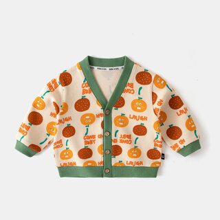 Dudujia children's sweater tops trendy girls cardigans fashionable autumn boys autumn clothes fashionable baby jackets children's clothes beige bottom orange full print 100