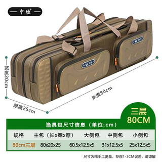 Zhongdi fishing gear bag fishing rod bag thickened waterproof backpack fishing rod bag large capacity waterproof wear-resistant fishing bag fishing rod bag 80cm widened and thickened 3 layers