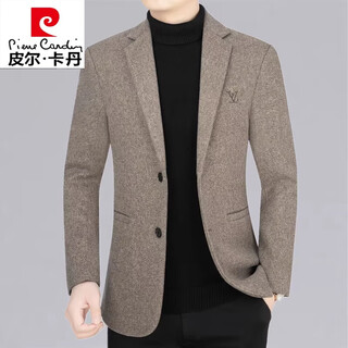 Высококлассный мужской шерстяной пиджак pierre cardin 2024, весна и осень, новый повседневный костюм для мужчин молодого и среднего возраста и шерстяной пиджак a2201 кофейного цвета 195xxxxl