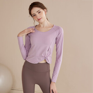 Luluuvttoh yoga clothing top for women running quick-drying breathable sports long-sleeved t-shirt pilates training clothing autumn and winter fitness top pink m suitable for 95-110jin jin equals 0.5 kg