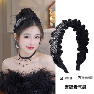 Idel's rhinestone wheat ear pleated hair hoop for women 2025 new high head pressure hair hoop high-end broken hair headband birthday gift rhinestone wheat ear headband f2298