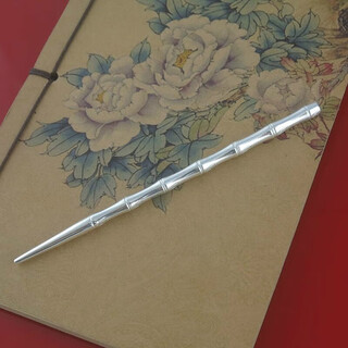 Meng junchen silver hairpin 999 pure silver handmade design daily simple solid hairpin to protect peace bamboo silver hairpin thick 5mm long 13cm long 20 grams