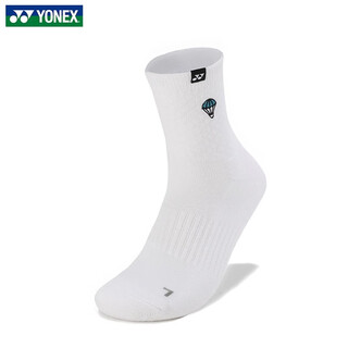 尤尼克斯（YONEX）2025新款羽毛球袜中筒运动袜YY加厚毛巾袜男女款145104 男袜145104-011白色 一双装