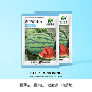 Zhongke maohua fruit and vegetable seeds unparalleled sweet king watermelon seeds high round big red flesh watermelon seeds planted in myanmar base unrivaled sweet king 50 capsules/bag trial planting pack