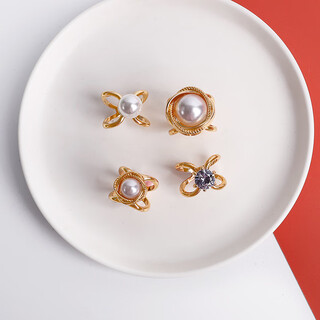 Kaleven silk scarf buckle multi-functional high-end brooch shirt streamer square scarf buckle coat belt windbreaker fixed buckle for women rose small + rose medium + single pearl + diamond