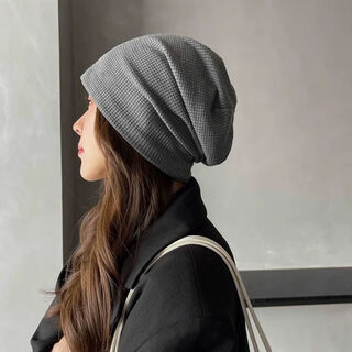 Kildamon pile of hats for men, autumn and winter cold hats, women's turbans, men's trendy pullover knitted hats, headbands, nightcaps, confinement hats, gray