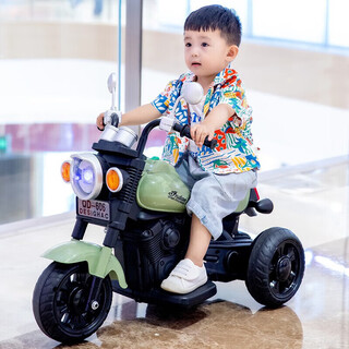 Xiaolegou children's electric motorcycle tricycle for boys and girls baby battery car for children to sit on and charge remote control toy car harley light green 12v dual drive + remote control + early education