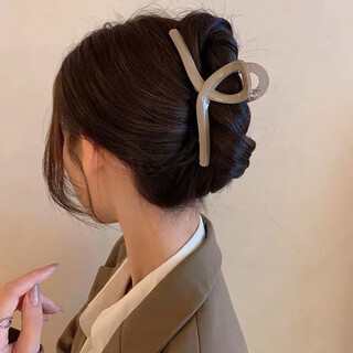 Jisenjia three-piece set of hair clips for ins fashion bloggers cross-grip hair accessories simple hair clips retro internet celebrity coffee color (11cm)