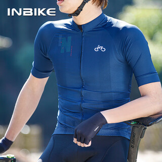 Inbike summer breathable cycling clothing top short-sleeved cycling clothing road mountain bike men's and women's equipment navy rabbit l