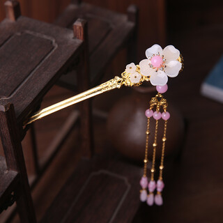Ancient style hairpin headdress, classical hanfu, tassel hairpin, ancient costume, daily performance hairpin, fairy fresh accessories, pink bead hairpin single