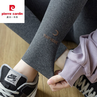 Pierre cardin 2024 new large size fat mm thread leggings for women's outer wear spring and autumn gray winter plus velvet high waist slimming autumn dark gray large size (suitable for 115-140jin jin equals 0.5 kg