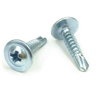 Flat head thick screw large head self-tapping dovetail round head drill tail screw flat head cross countersunk head self-tapping drill nail galvanized blue and white zinc m4.2*13 500 pieces