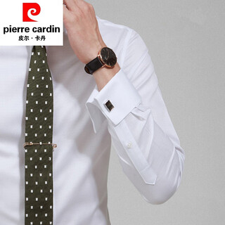 Pierre cardin Французская рубашка мужская с длинными рукавами запонки профессиональные формальные манжеты костюм с двойными рукавами белая рубашка белая саржа cf001 тонкая версия a 37
