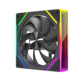 酷月棱镜7PRO静音机箱风扇 台式机电脑主机argb神光同步大风量散热风扇 棱镜7pro机箱风扇【黑色-正向】——正品盒装