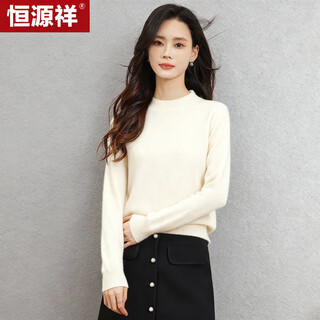 Hengyuanxiang wool sweater for women with cashmere half turtleneck sweater pullover 35401003 off-white 160/84a