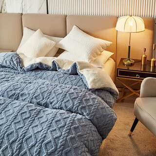 Erwin rommel taffeta + lambswool multifunctional quilt cover blanket blanket blanket autumn and winter warm double layer plus velvet multifunctional quilt cover blanket - foggy blue - taffeta + lambswool 150x200cm - about 3jin jin equals 0.5kg