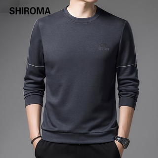 Shiroma sweatshirt men's velvet thickening winter new long-sleeved casual round neck fashionable korean style bottoming shirt for men 8719-grey spring and autumn thin xl 175 recommended 135-155jin jin equals 0.5 kg