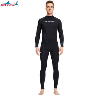 Dive&sail swimsuit men's quick-drying one-piece sun protection long-sleeved long pants jellyfish suit snorkeling surfing suit wetsuit black 3xl (185-205jin jin equals 0.5 kg)
