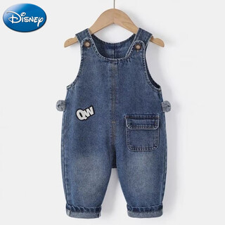 Disney (disney) children's clothing denim overalls spring and autumn 2024 style girls boys baby spring blue long pants children printed overalls 120 can be opened