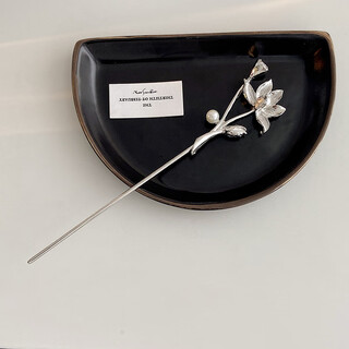 Mr. ouyang's updo hairpin for women, ancient style hairpin, simple modern design, new chinese lotus hairpin, silver lotus root
