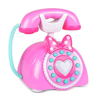 Music princess telephone toy chinese and english learning early education telephone landline toy for boys and girls early education chinese and english telephone pink ordinary battery