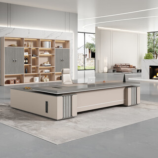 Litang's new double-cabinet boss desk office desk and chair combination simple and modern president desk executive desk supervisor desk office furniture 2.2 meters boss desk + boss chair