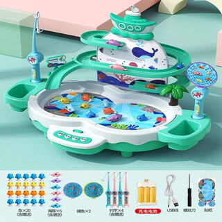 Katio electric diaoyutai toy children's early education baby 1 to 2 years old birthday gift for 3 boys and 6 girls rechargeable version green dolphin flying three-layer model same day collection order with 10 more fishes/writable greeting cards