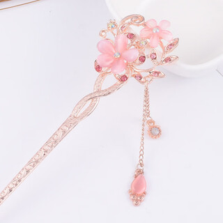 Penning floral tassel step hairpin retro elegant temperament hairpin ancient style hanfu cheongsam hair accessories for women pink flowers