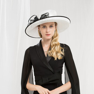 Ee british style hat 2022 new british style rolled brim linen hat banquet dress hat for women 1039 white adjustable