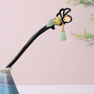 Lingchuan ancient style hairpin, tassel jade rabbit, new chinese style hairpin, imitation ebony hairpin, hanfu accessories, costume headwear
