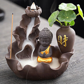 Meikejie backflow incense burner sandalwood incense insert home indoor agarwood antique creative tea pet lotus purple sand ornaments aromatherapy burner main picture