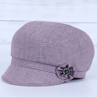Middle-aged and elderly women's hats spring and autumn mother beret thin single hat elderly grandmother hat spring and summer old lady hat light purple one-size-fits-all adjustable