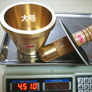 Runyu fish pound medicine jar copper cantonese solid copper cup garlic pounder medicine cup chinese medicine medicine bowl grinder medicine jar mortar beating bowl large diameter 12 height 10 wall thickness 0.6 cm