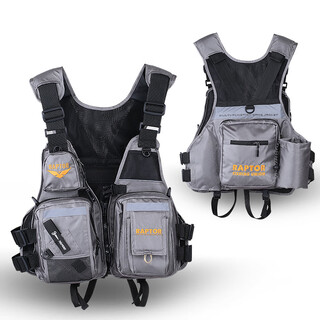 In stock, multi-functional buoyancy life jacket for raptor fishing, multi-pocket rock fishing vest, sea fishing survival vest, silver gray suitable for 50-100 kg, one size fits all