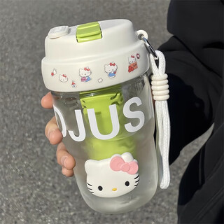 Jingdie yanzhi water cup women's large capacity tea and water separation tea cup double drinking cup with straw cup student cute cup white kitten 3d sticker/embossed sticker includes cup brush