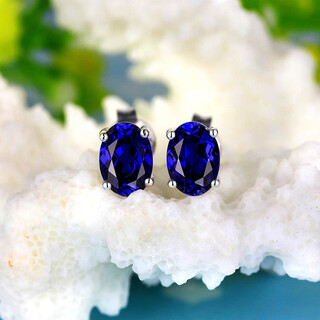 Sapphire earrings, 925 silver plated with 18k gold, inlaid with carat colored gemstones, tanzanite jewelry earrings for women, a pair of blue earrings