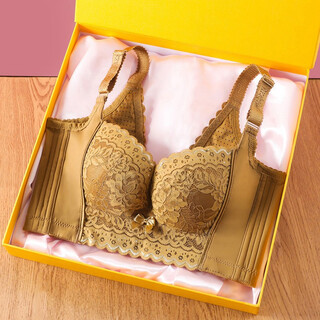 Baimei slimzi beauty salon adjustable bra top-up correction anti-sagging side tightening bra small breast push-up nipple bra mustard yellow thick cup 2.5cm 75a /34a