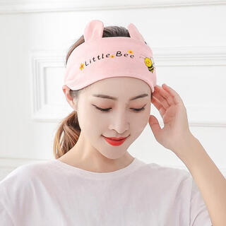 Hu yihaoman's forehead cold protection cover keeps warm in spring and autumn, windproof and forehead wiping for postpartum and postpartum women, fashionable headband, sleeping headgear, maternity hat, pink double-eared bee elastic band headscarf, one size fits all