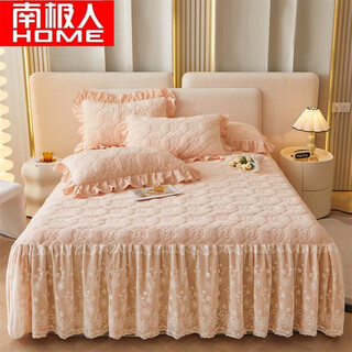 Anjiren class a baby velvet bed skirt single piece thickened warm quilted plus velvet winter flannel double layer european lace bedspread princess jade 1.8m bed 180*200cm bed skirt single piece