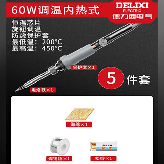 Delixi thermostatic constant temperature soldering iron set internal heating household electronics repair welding iron soldering gun electric soldering penman 60w internal heating temperature regulation 5-piece set