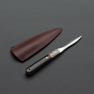 Kangyun tea knife rosewood tea needle tea set kung fu tea set accessories tea cake knife tea opening tool pu'er tea cone tea set 7 damascus pattern black tea knife with leather case