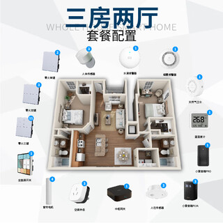 Xiaomi (mi) is suitable for xiaomi mijia whole-house intelligent control system customized design solution xiaoai voice intelligent control whole-house intelligence three-bedroom and two-living room standard package