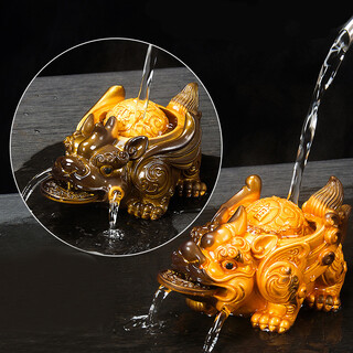 Mengfu (mengfu) tea pet ornaments, exquisite pixiu creative temperature-sensitive color-changing water spray to attract wealth, can grow tea, play tea table, tea tray, kung fu tea set, tea ceremony tea tray accessories, pixiu tea pet, gold