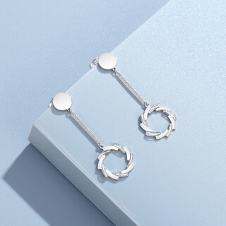 Ttmix platinum earrings for women, fashionable pt950 platinum dancing windmill shiny hoop earrings pendant 5.2-5.4g