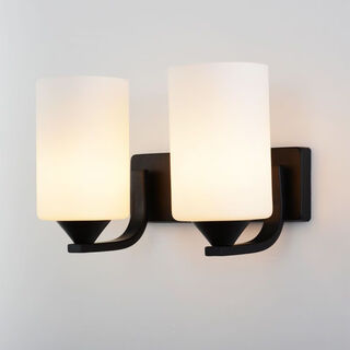 Yaotian simple modern fashion creative bedside glass wall lamp with switch living room lamp bedroom lamp aisle lamp indoor wall lamp black a double head without switch e27*12 watt led yellow light bulb