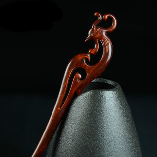 Meng junchen small leaf rosewood phoenix hairpin for women retro style hanfu bride costume headdress phoenix hairpin valentine's day gift